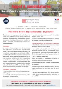 Appel à candidatures | Bourses d’aide à la mobilité internationale d’une année académique